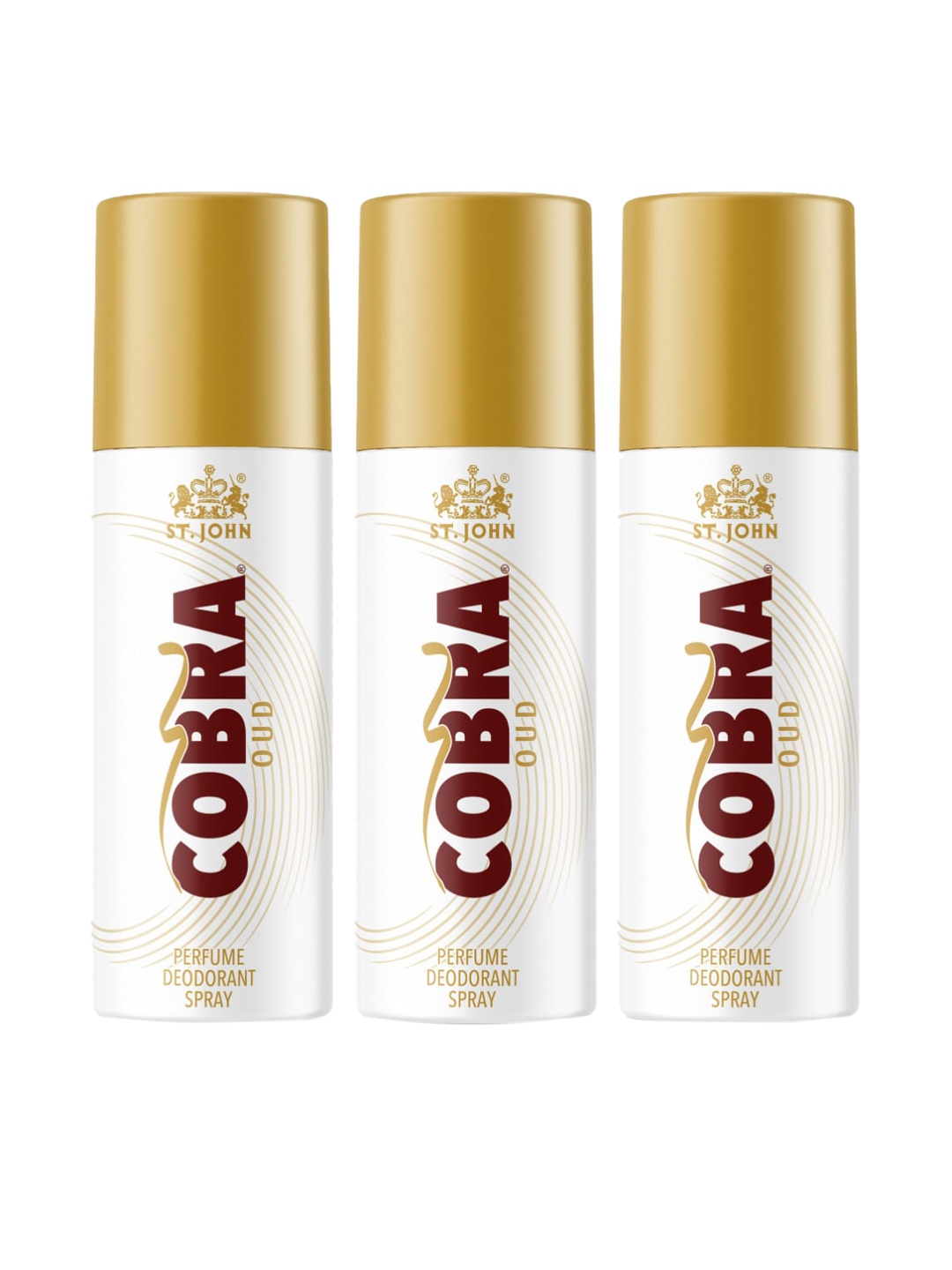 

St. John Men Set Of 3 Cobra Deo Oud Deodorant Spray-150 ml Each, White