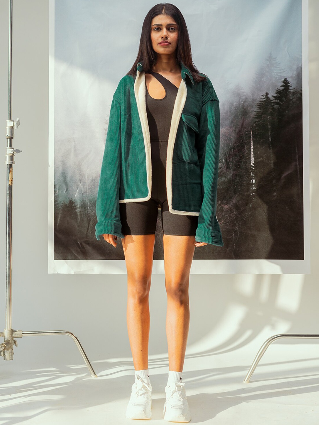 

FREAKINS Women Teal Corduroy Tailored Jacket
