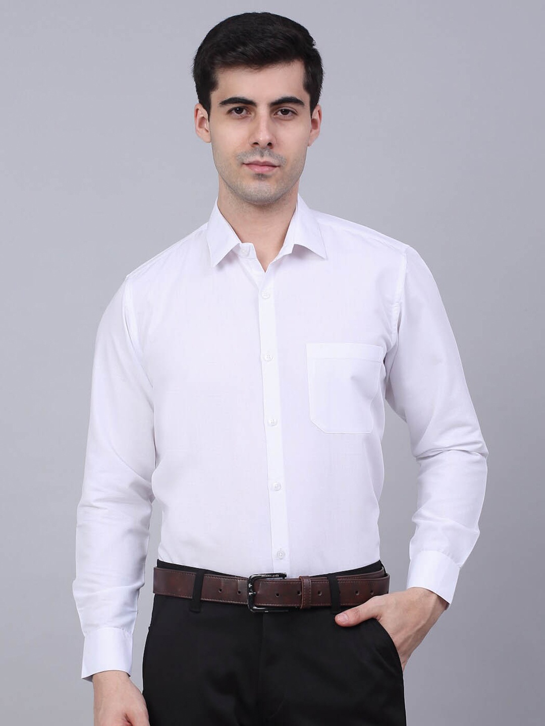 

JAINISH Men White Classic Solid Formal Shirt