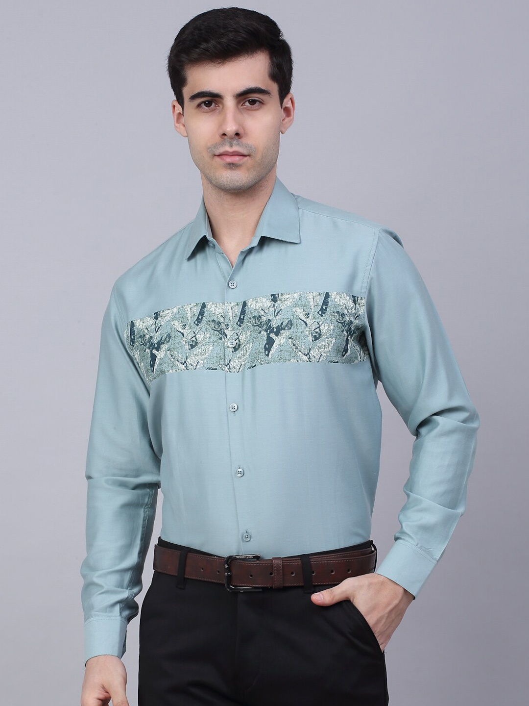 

JAINISH Classic Printed Formal Shirt, Sea green