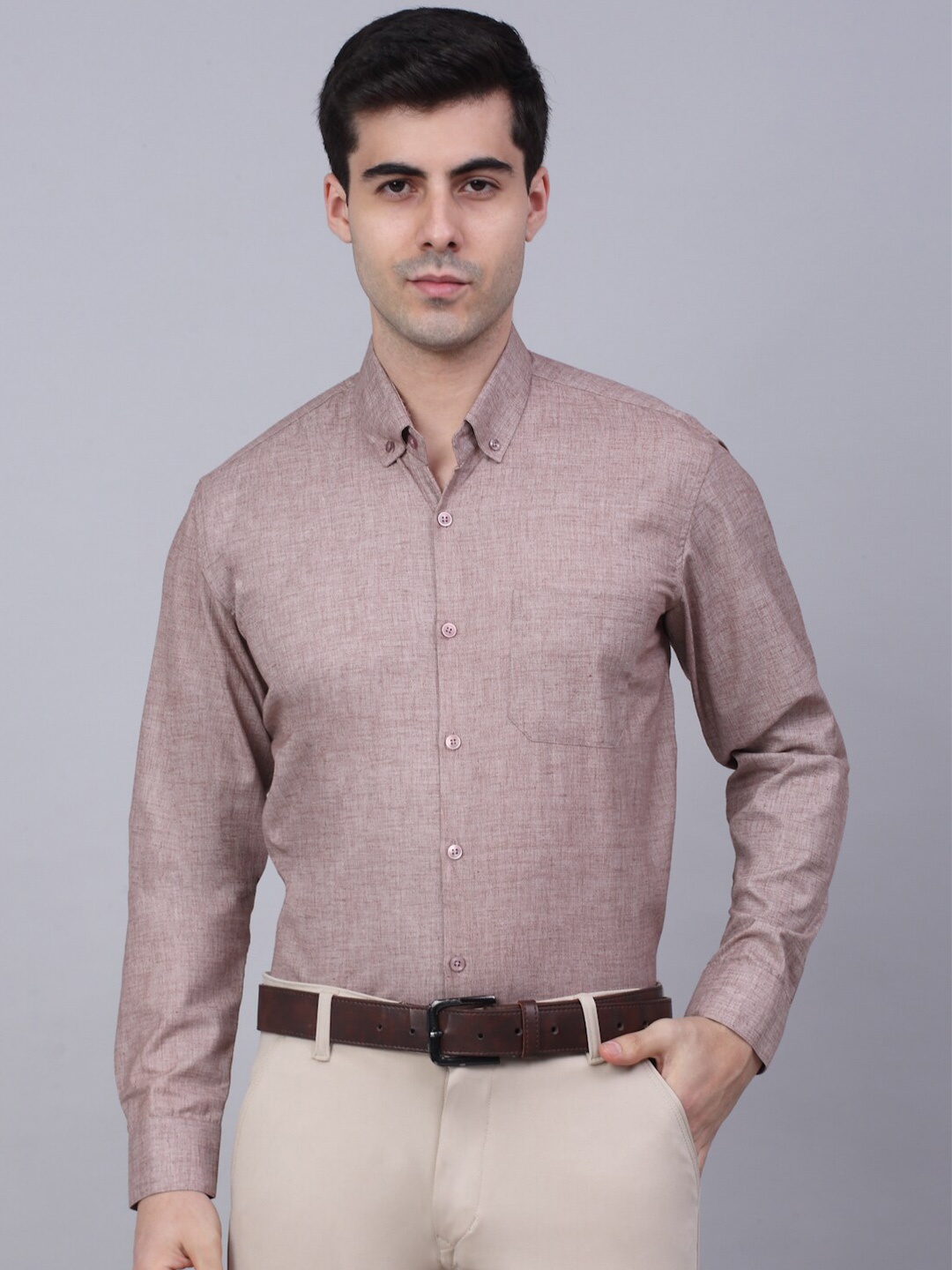 

JAINISH Men Mauve Classic Pure Cotton Formal Shirt