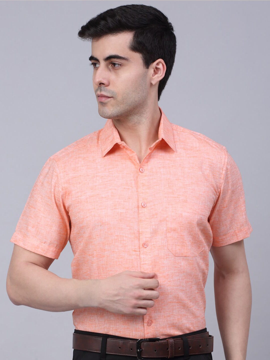 

JAINISH Men Orange Classic Pure Cotton Formal Shirt