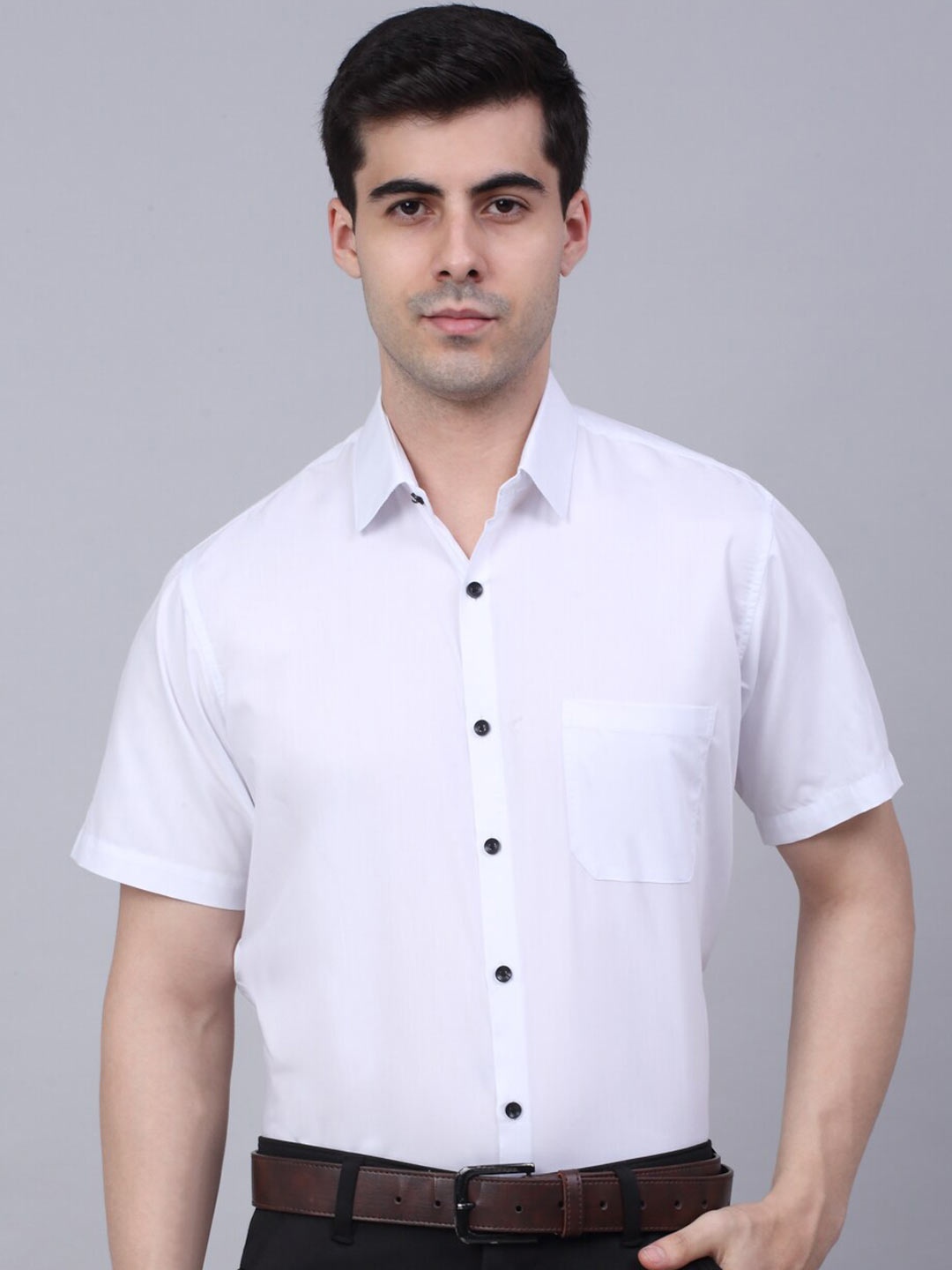 

JAINISH Men White Classic Pure Cotton Formal Shirt