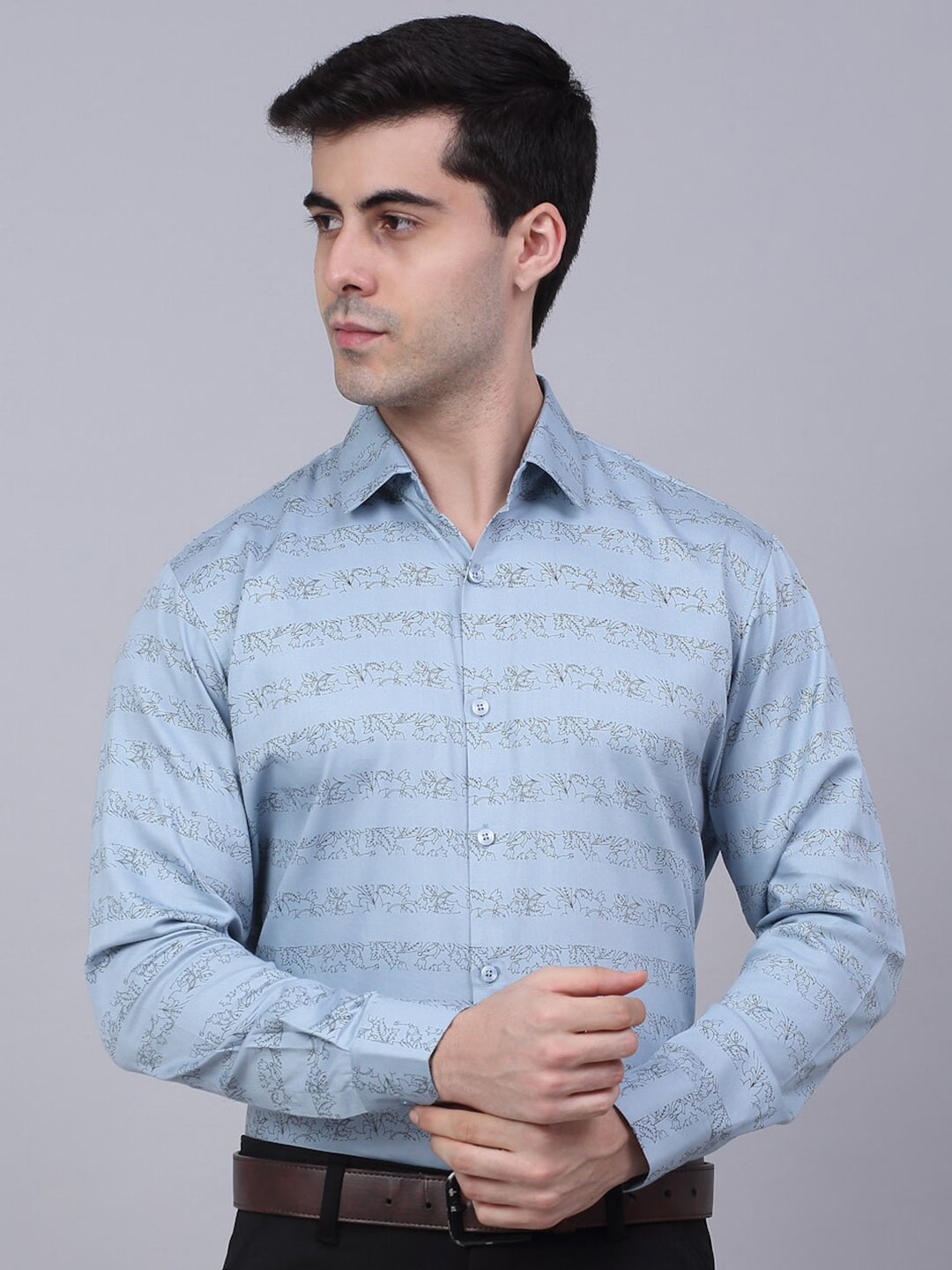 

JAINISH Classic Printed Formal Shirt, Turquoise blue