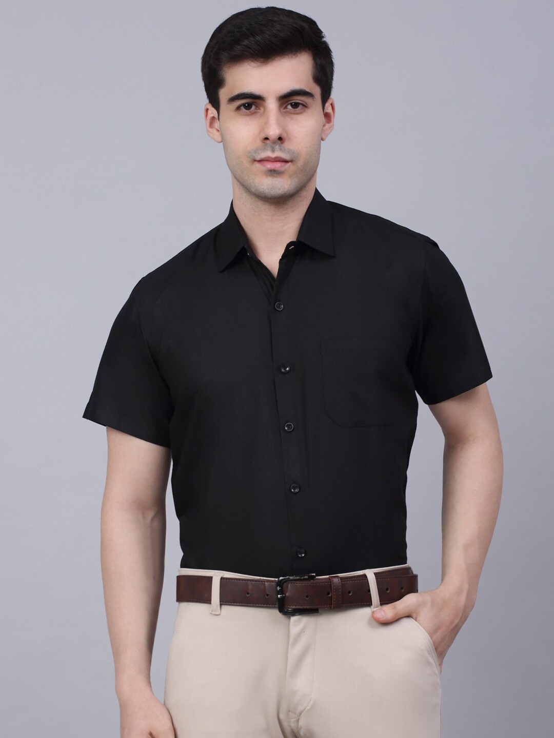 

JAINISH Men Black Classic Pure Cotton Formal Shirt