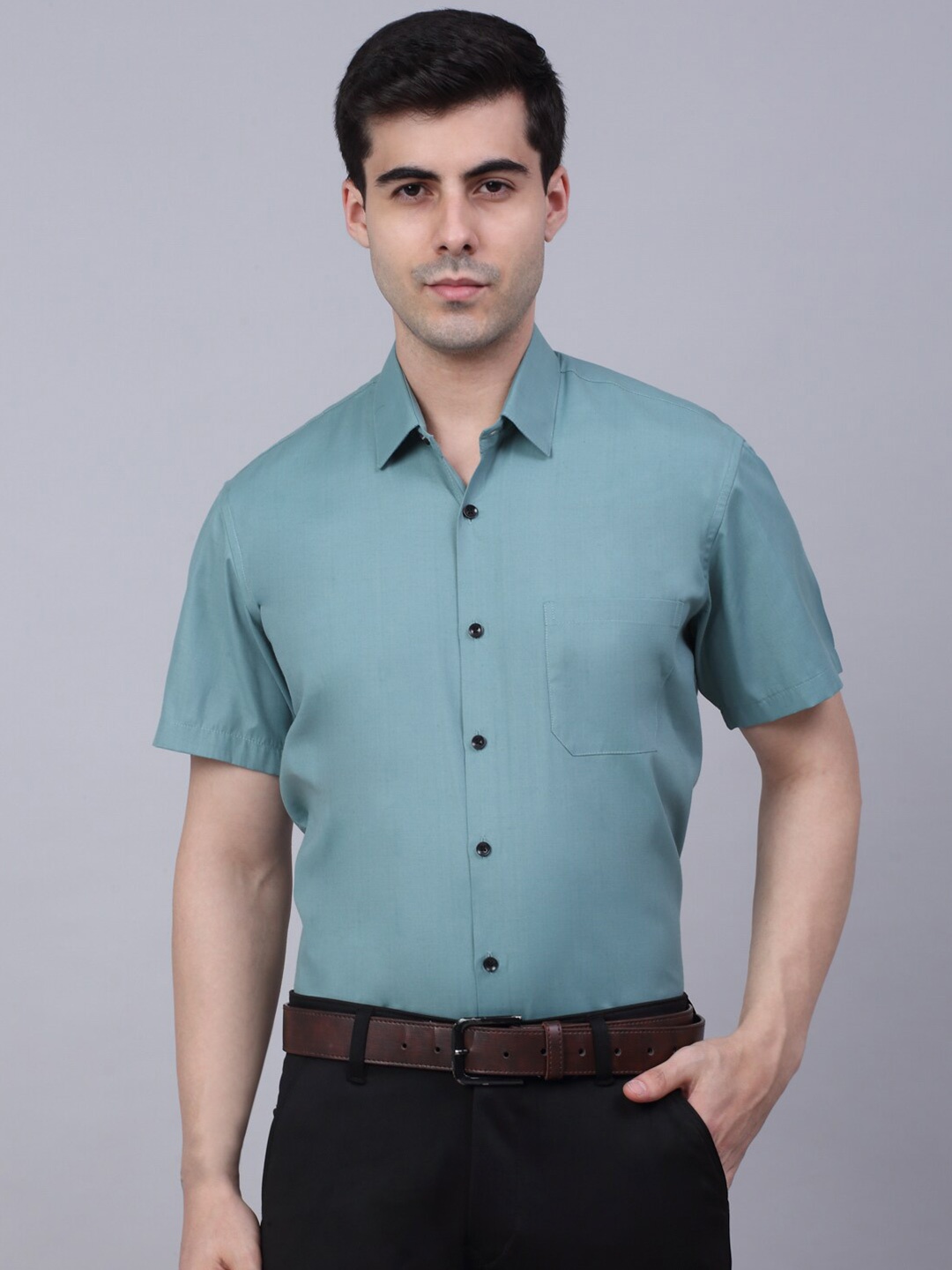 

JAINISH Men Blue Classic Pure Cotton Formal Shirt