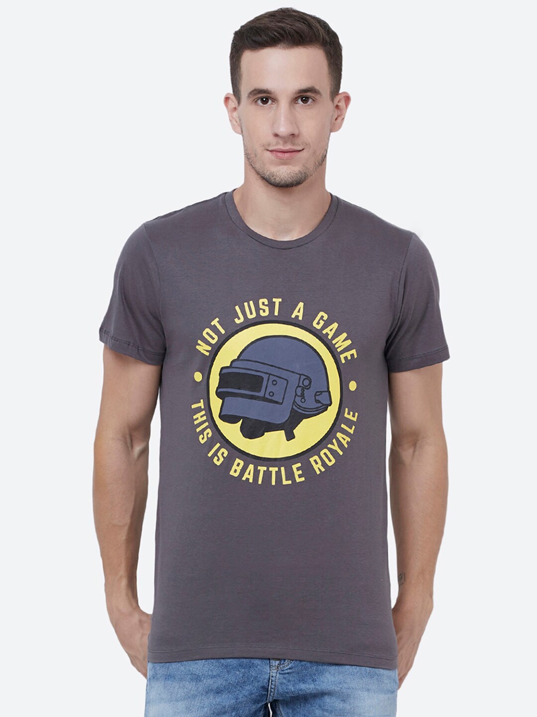 

Free Authority Men Pubg Printed Tshirt, Grey