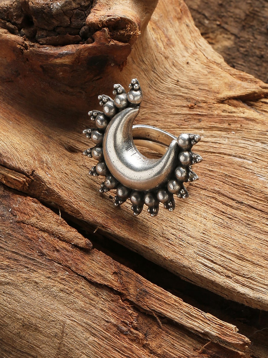 

ahilya 92.5 Sterling Silver Silver-Plated Adjustable Finger Ring