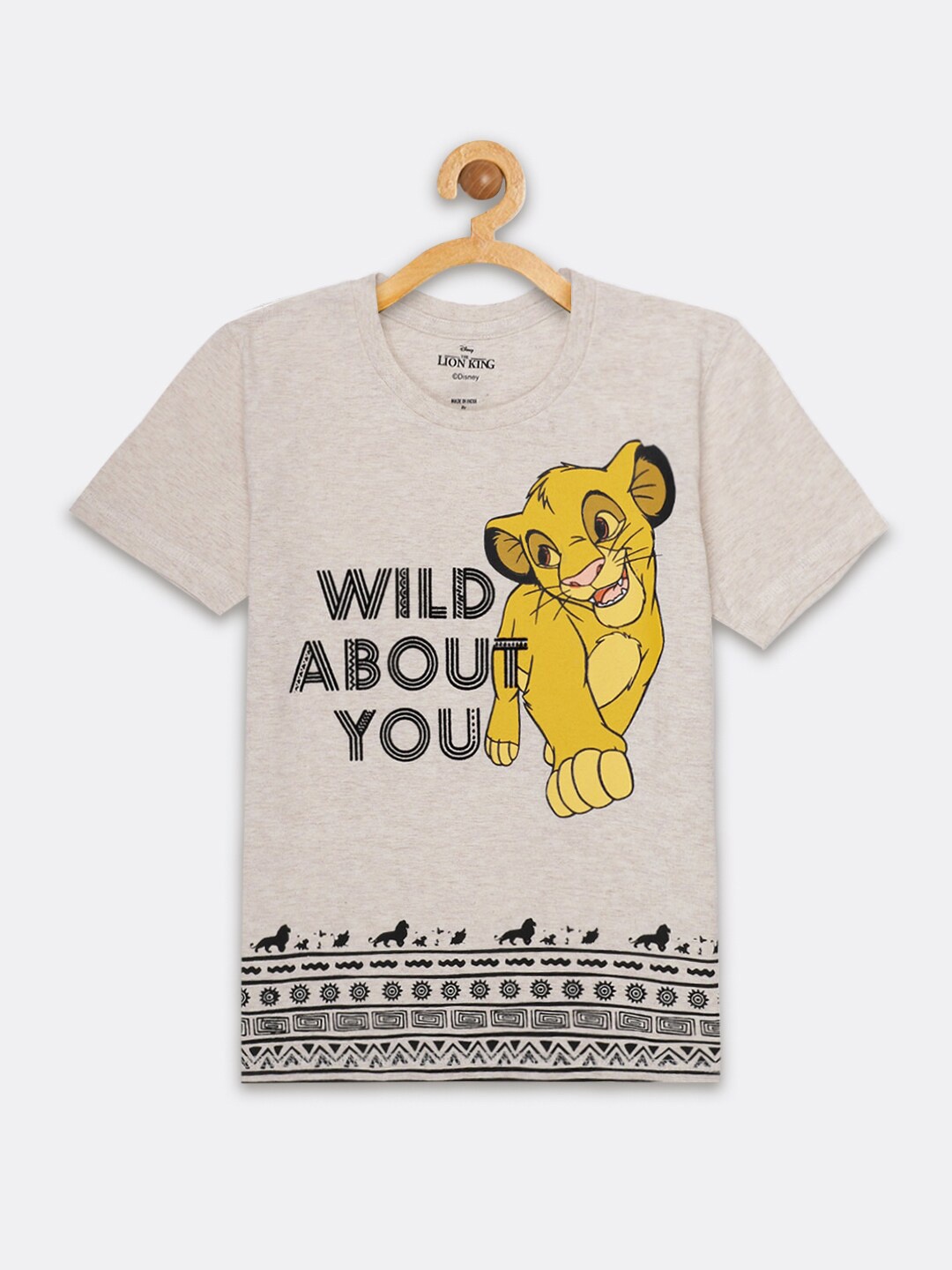 

Kids Ville Boys Beige Printed Lion King Cotton T-shirts