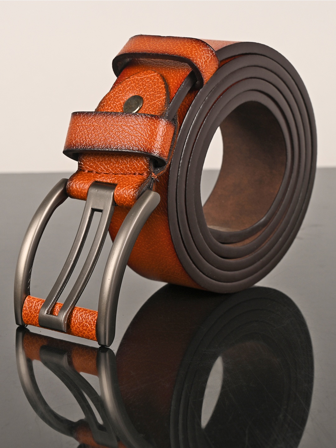 

BuckleUp Men Tan Brown Leather Solid Belt
