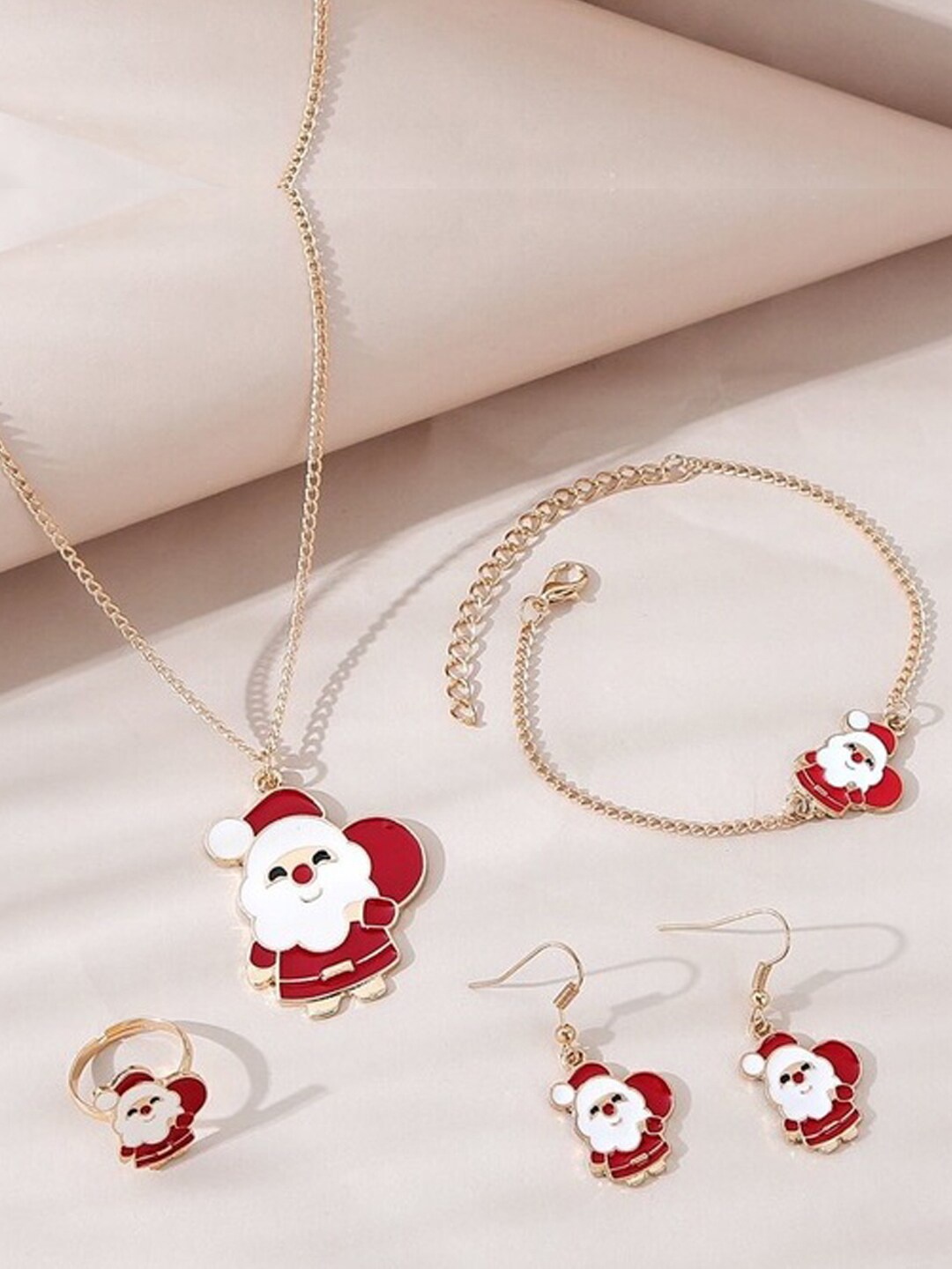 

Young & Forever Set Of 4 Red & White Gold-Plated Necklace