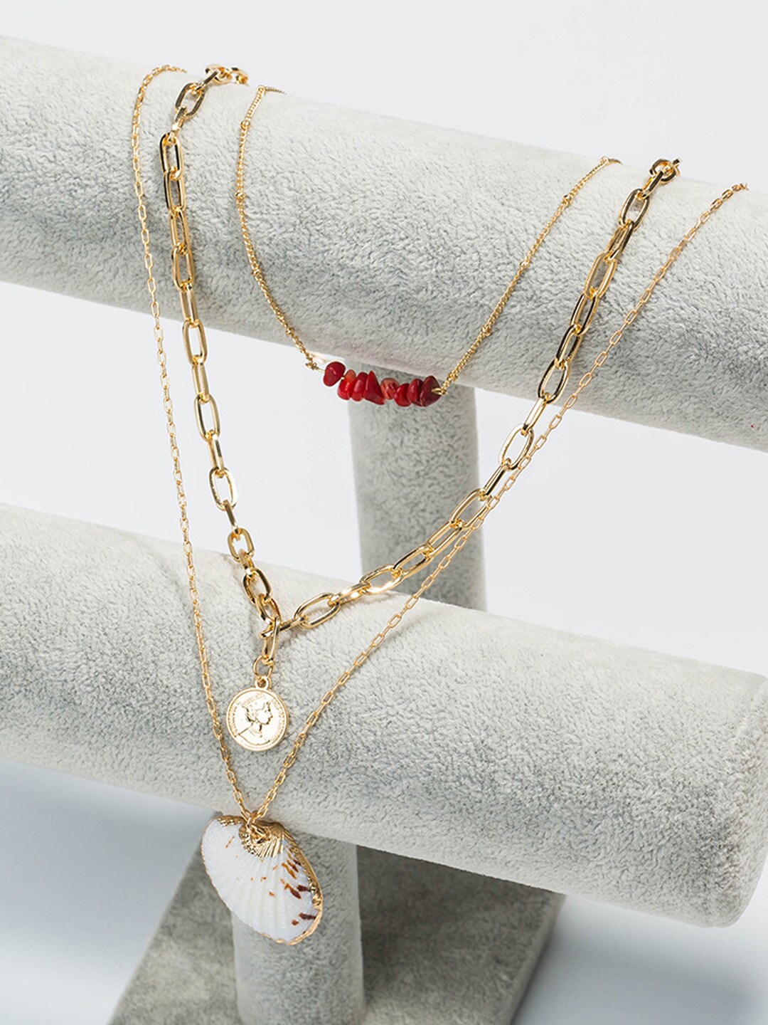 

Young & Forever Red Brass Gold-Plated Layered Necklace