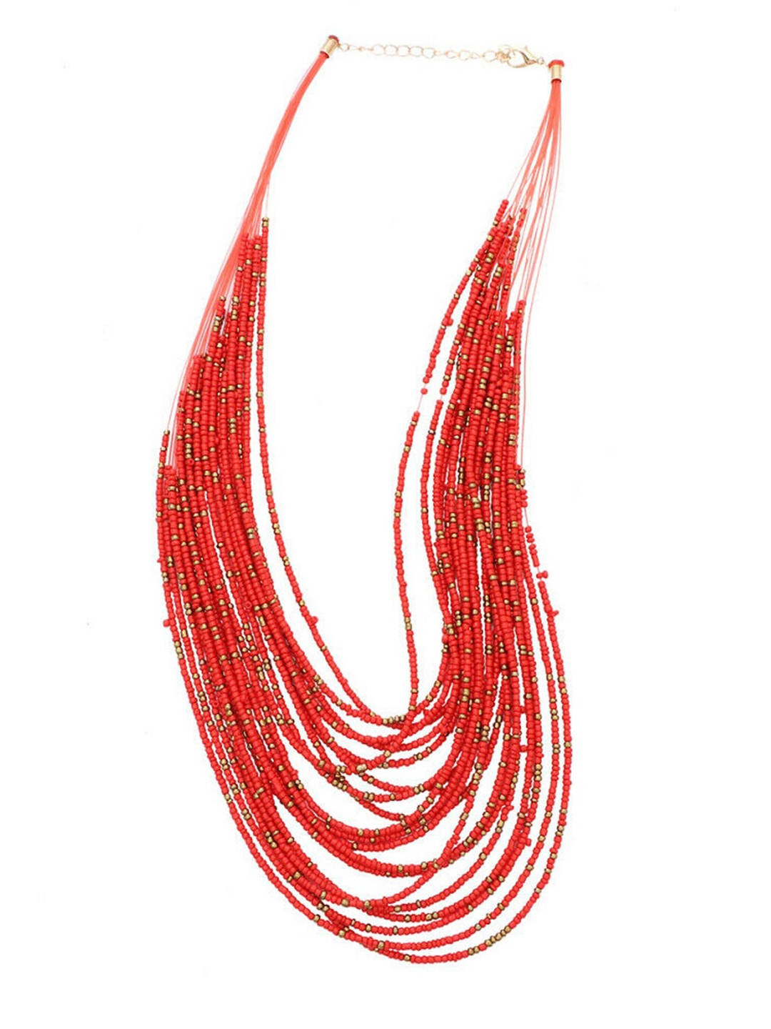 

Young & Forever Women Gold-Toned & Red Brass Gold-Plated Layered Necklace