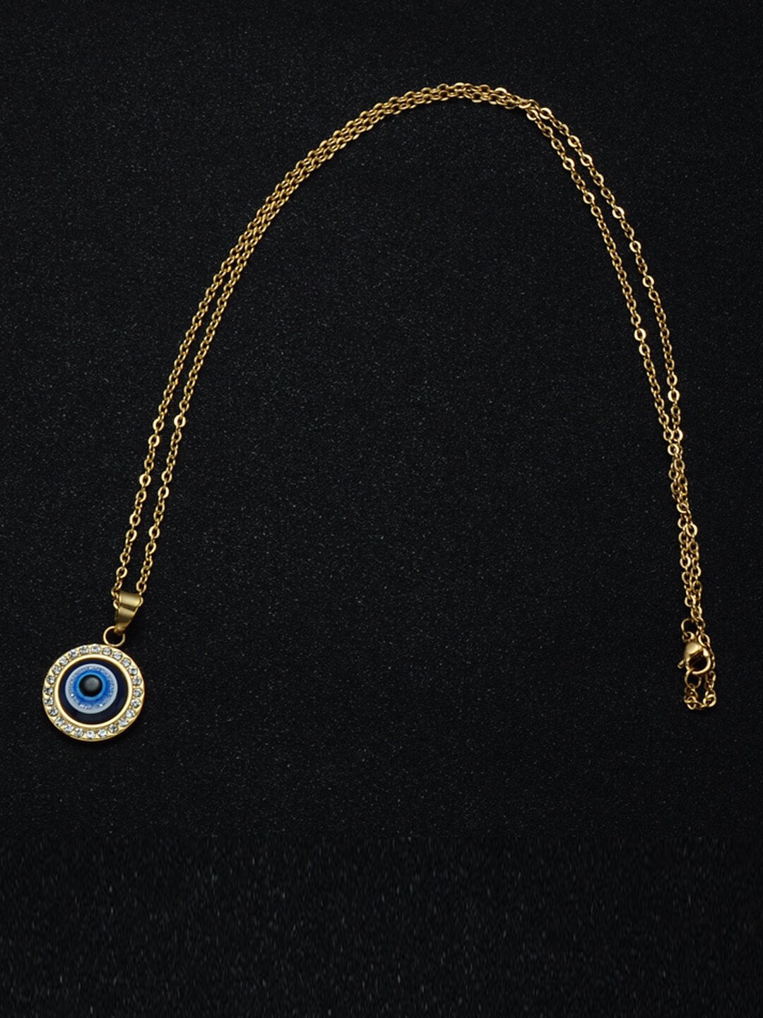 

Young & Forever Women Blue Turkish Gold-Plated Evil Eye Pendant Necklace