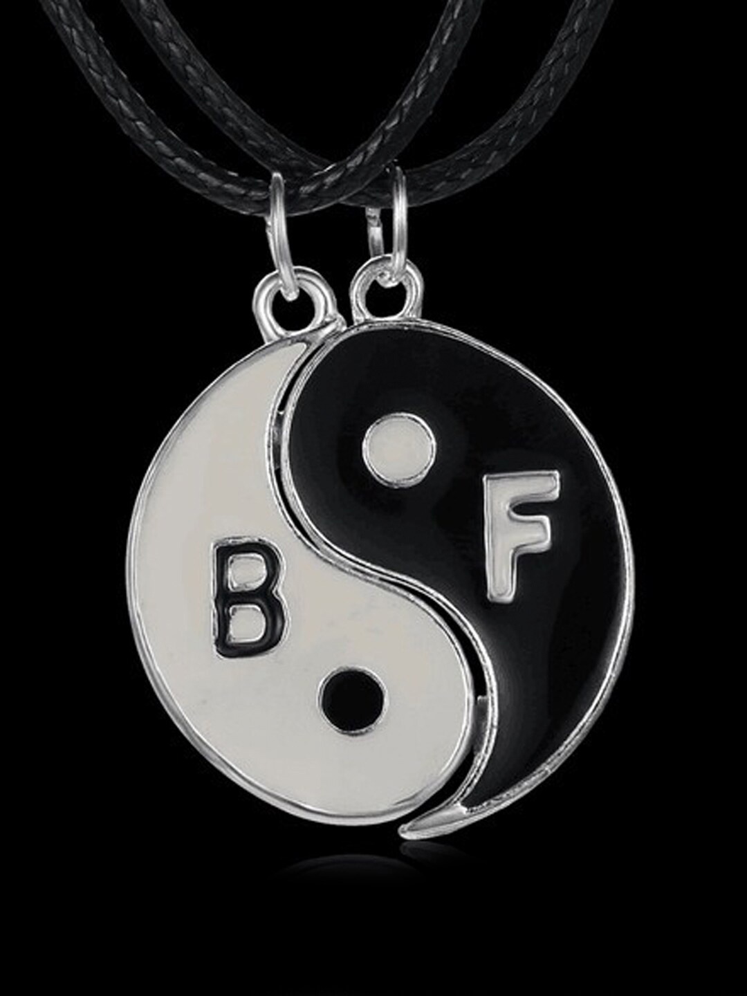 

Young & Forever Women Set of 2 Black Yin & Yang Leather Cord & Silver-Plated Necklace