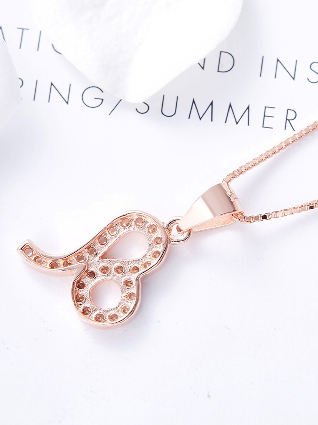 

Young & Forever Women White CZ Studded Gold-Plated Leo Sign Pendant Necklace