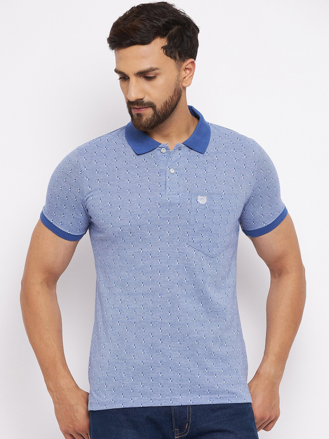 

Duke Men Blue Polo Collar T-shirt