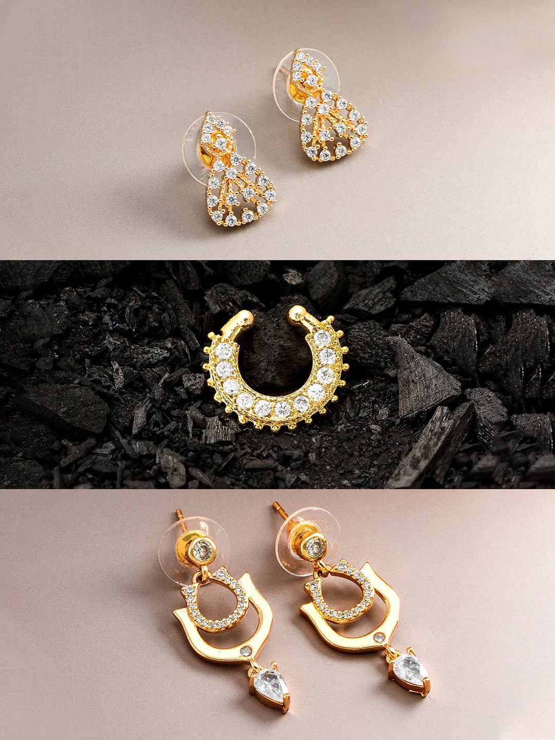 

aadita Women Gold-Plated White Stone Studded Jewellery Set
