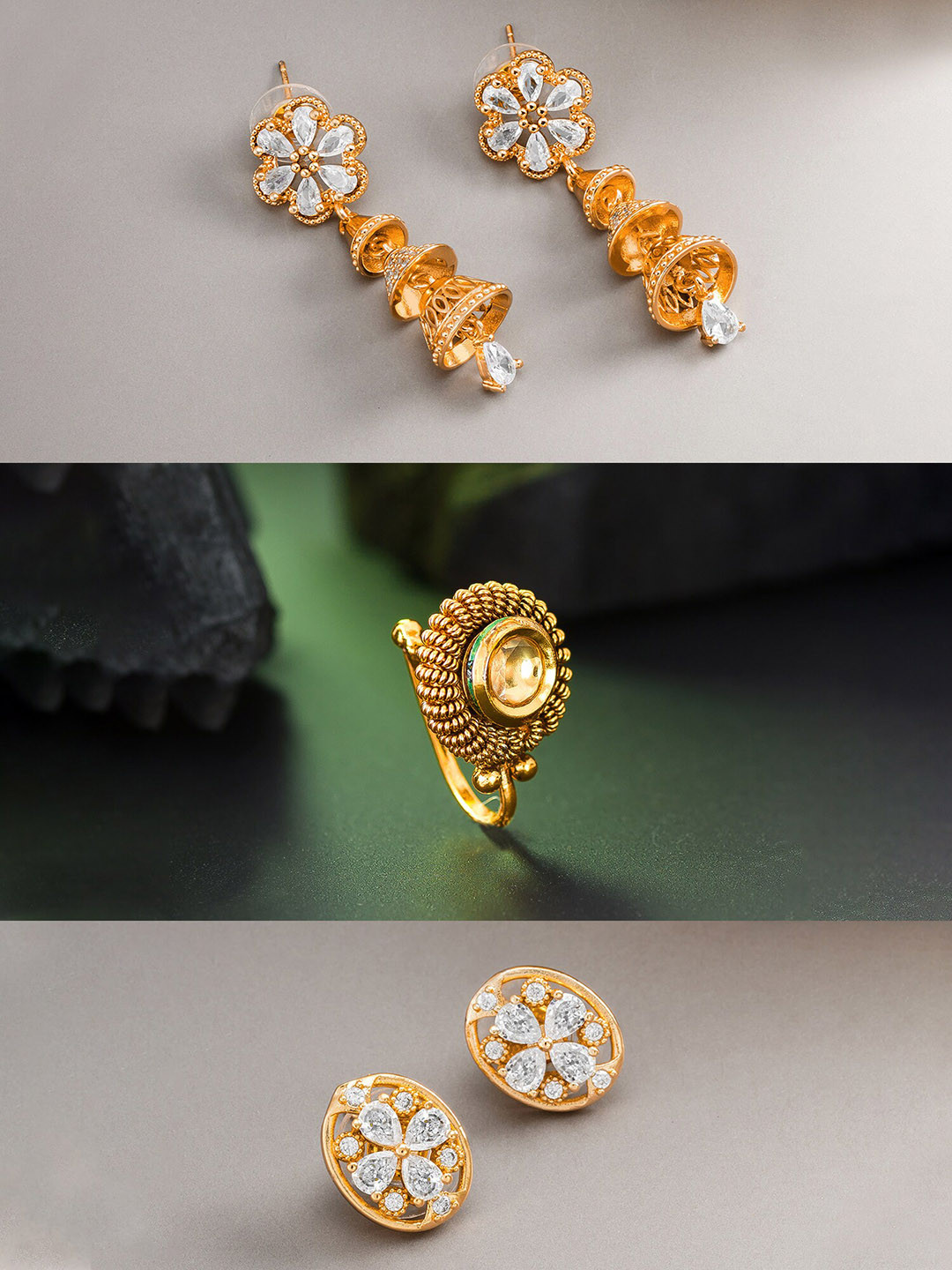 

aadita Women Gold-Plated White Stone Studded Jewellery Set
