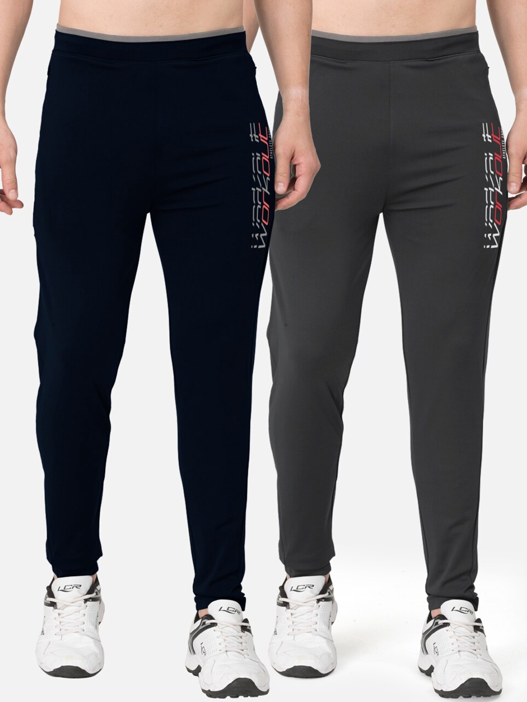 

BULLMER Men Pack Of 2 Athleisure Track Pants, Grey