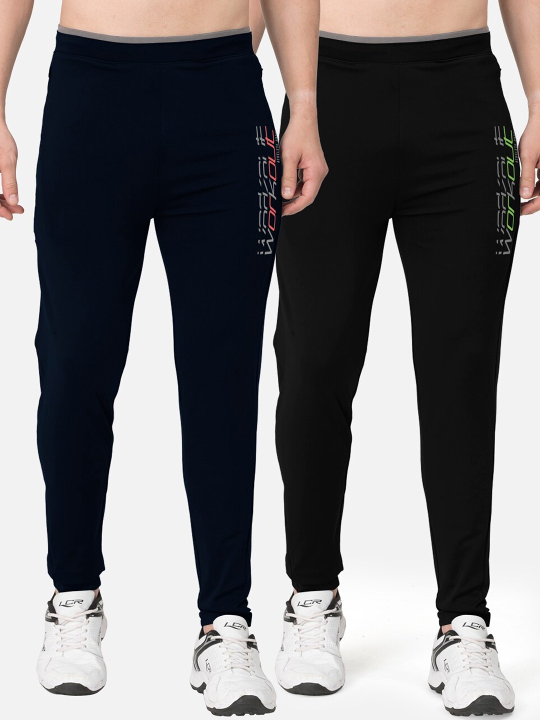 

BULLMER Men Pack Of 2 Slim-Fit Active Athleisure Track Pants, Navy blue