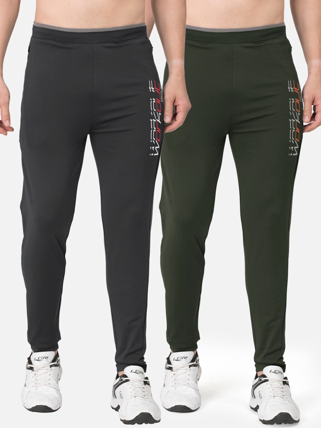 

BULLMER Men Pack of 2 Slim-Fit Active Athleisure Track Pants, Olive