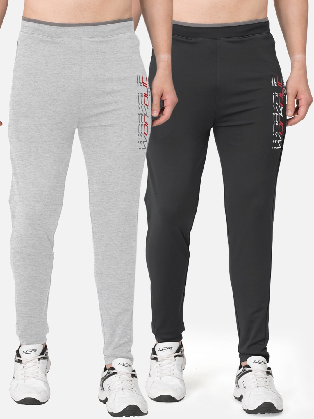 

BULLMER Men Pack of 2 Slim-Fit Active Athleisure Track Pants, Grey