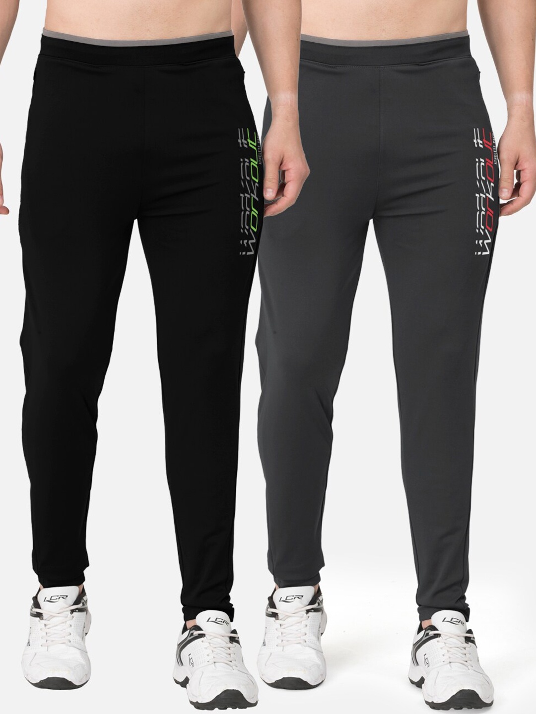 

BULLMER Men Pack of 2 Slim-Fit Active Athleisure Track Pants, Black