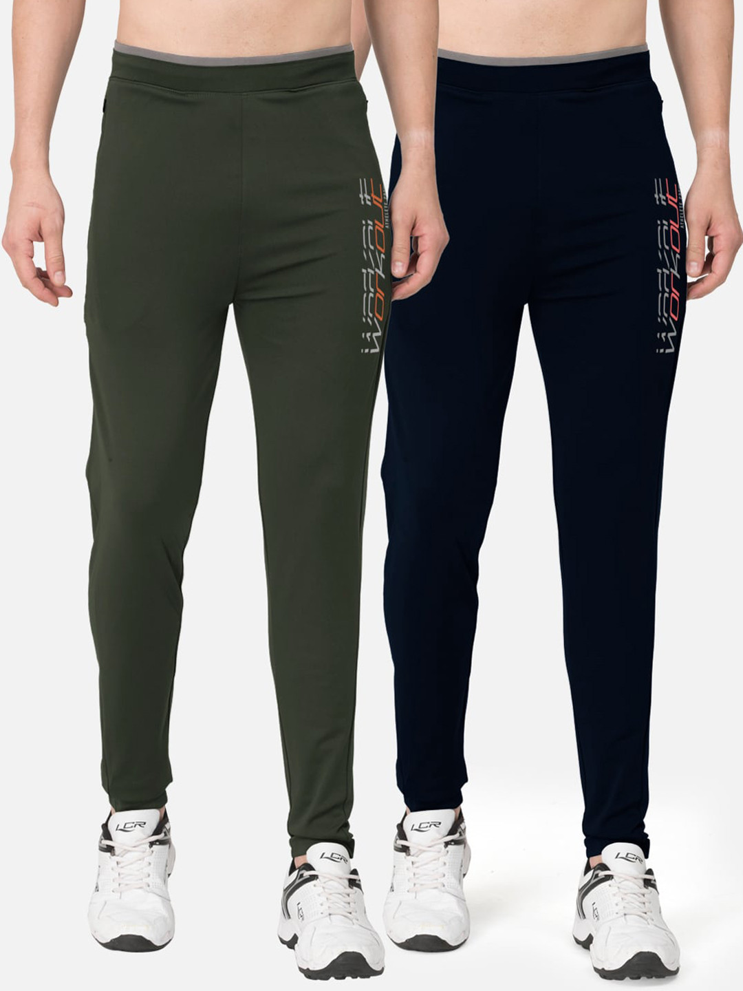 

BULLMER Men Pack of 2 Slim-Fit Active Athleisure Track Pants, Navy blue