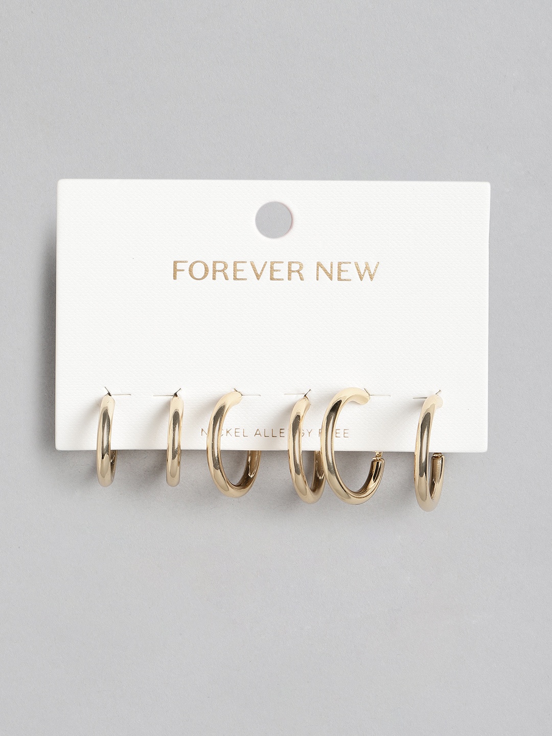 

Forever New Set of 3 Circular Hoop Earrings, Gold