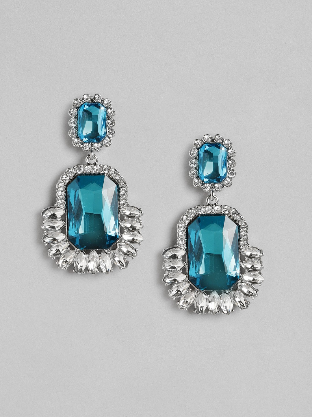 

Forever New Stone-Studded Square Drop Earrings, Blue
