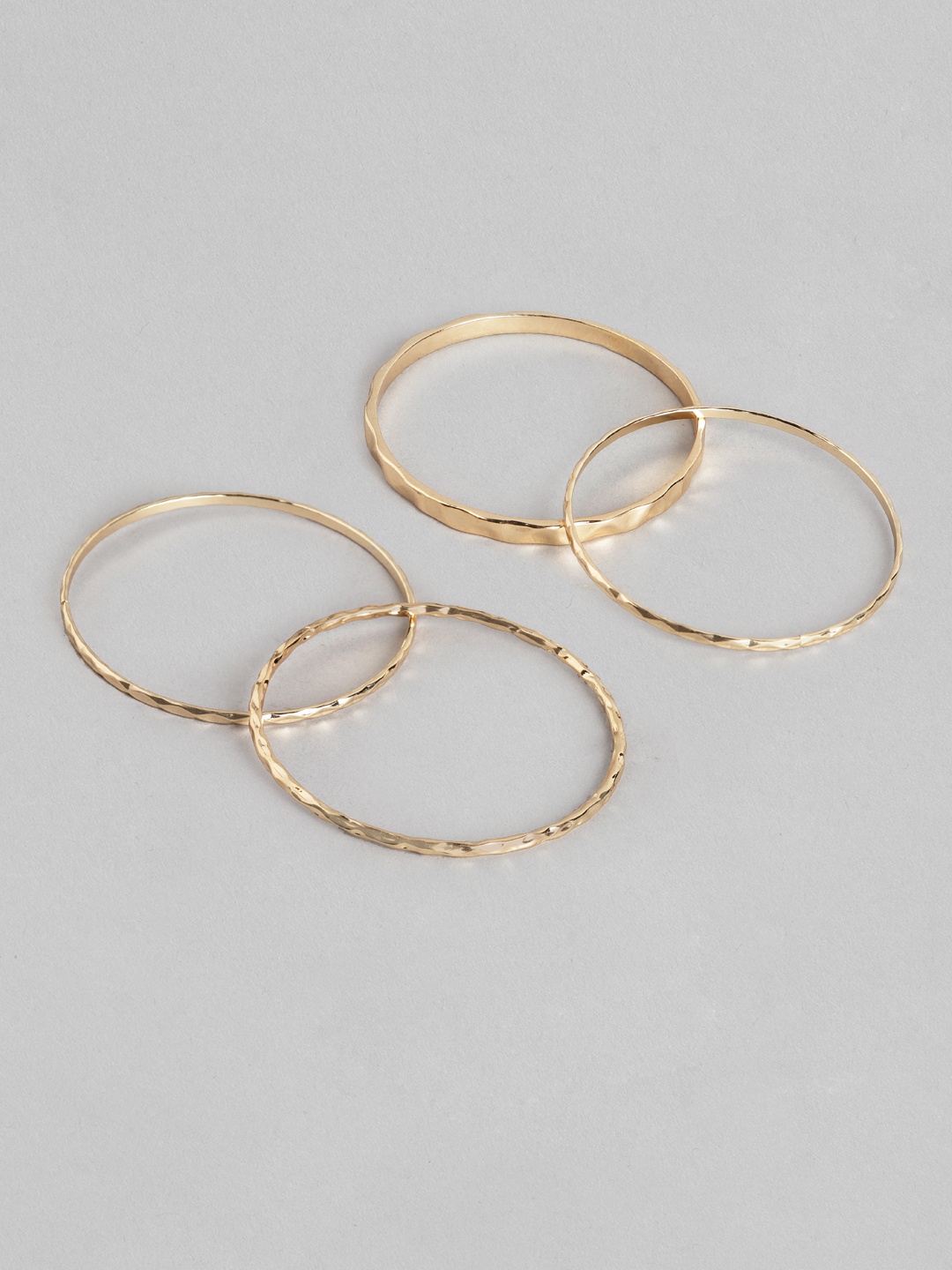 

Forever New Women Pack of 4 Gold-Plated Textured Bangles