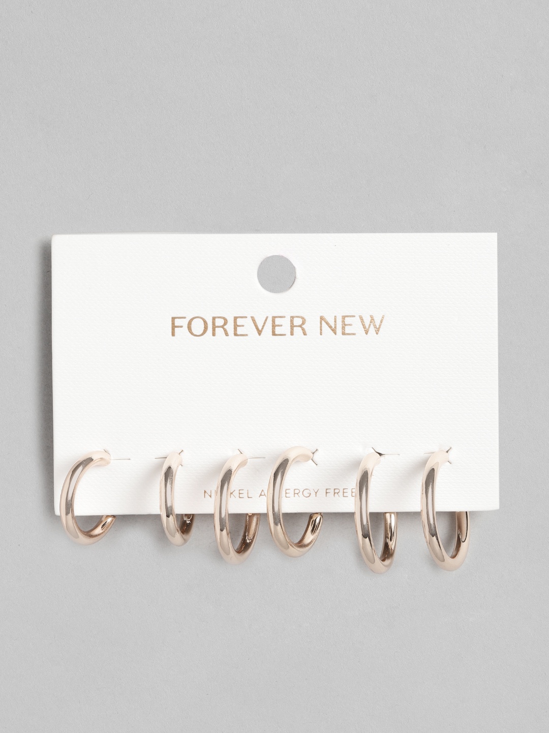 

Forever New Set of 3 Circular Hoop Earrings, Rose gold