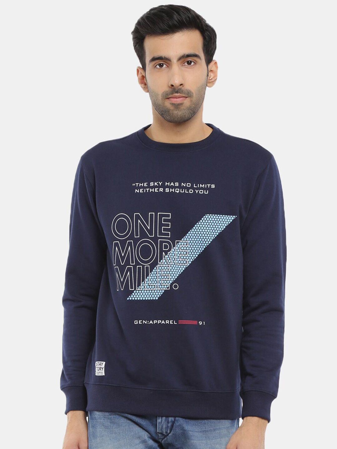 

V-Mart Men Navy Blue Printed Fleece Sweatshirt