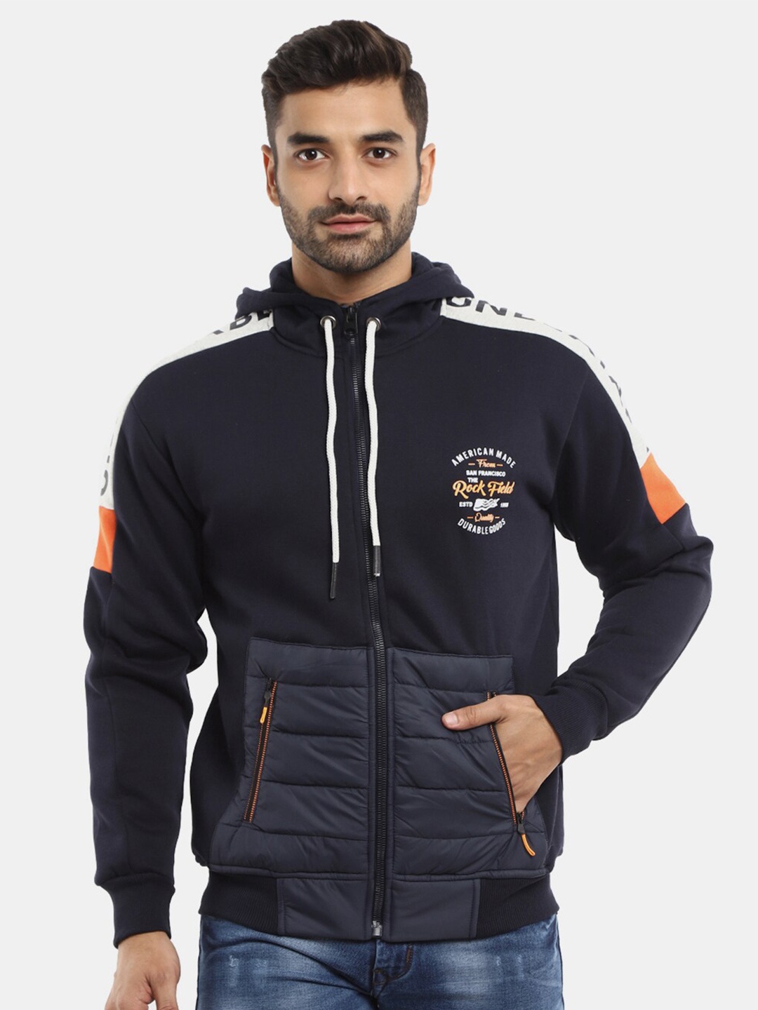 

V-Mart Men Navy Blue Hooded Cotton Sweatshirt