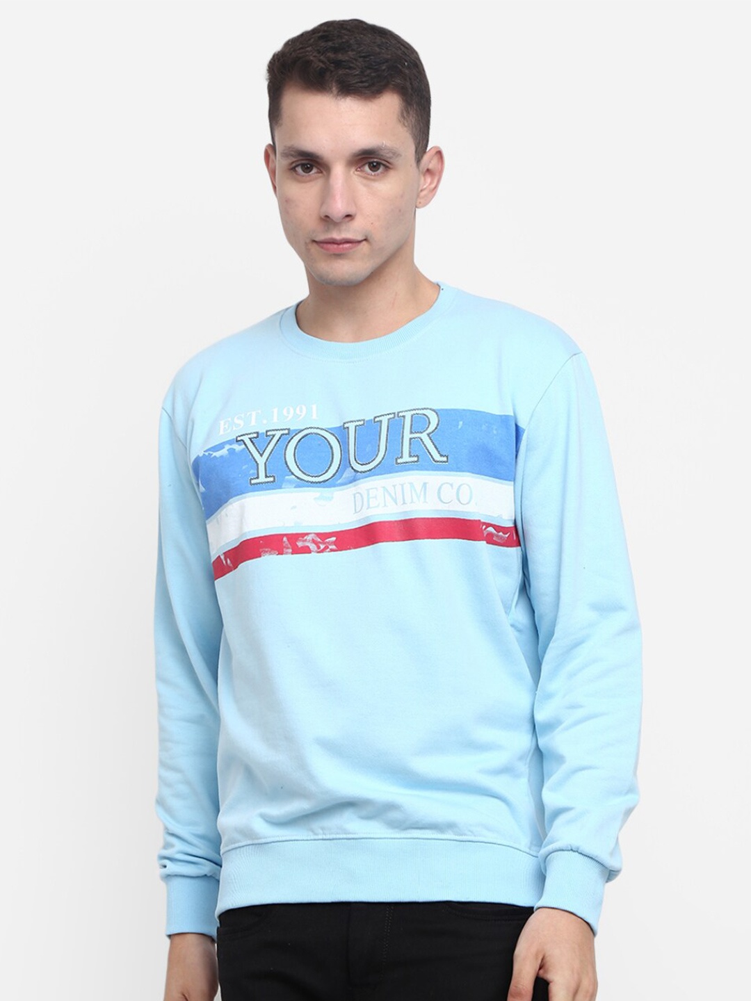 

V-Mart Men Blue Printed Cotton Sweatshirt