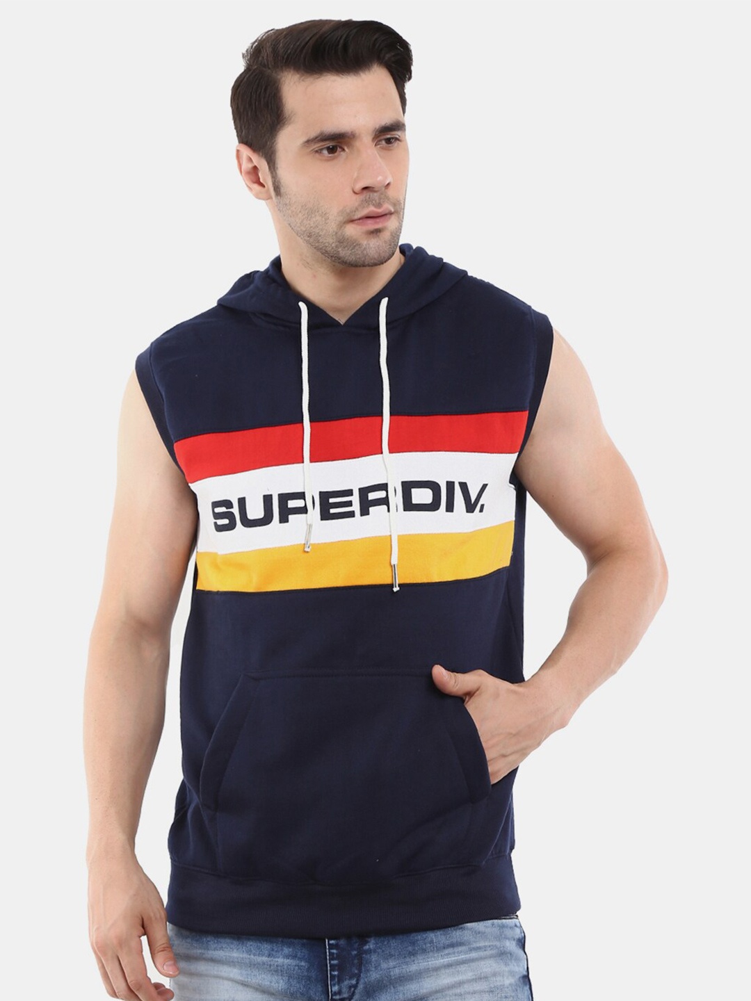 

V-Mart Men Navy Blue Printed Cotton Sweatshirt