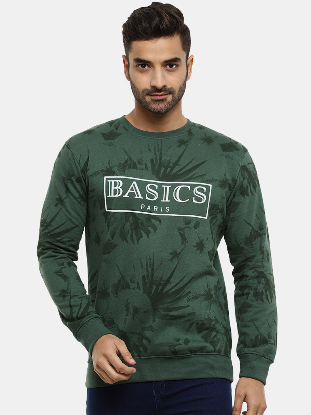 

V-Mart Men Green Printed Cotton Sweatshirt