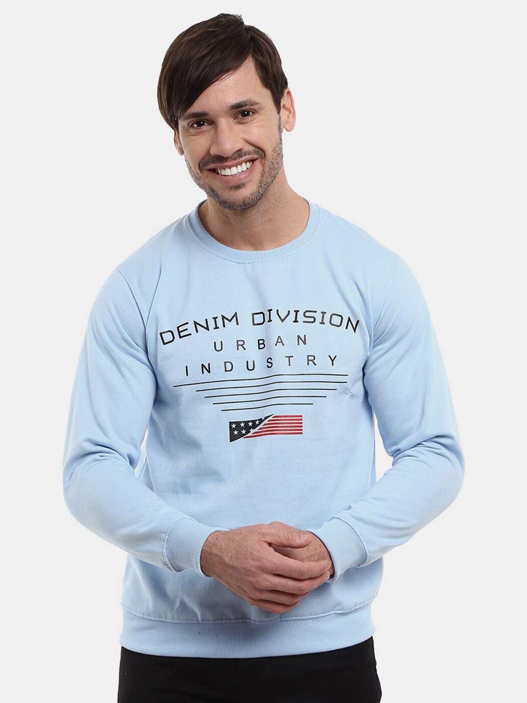 

V-Mart Men Blue Printed Cotton Sweatshirt
