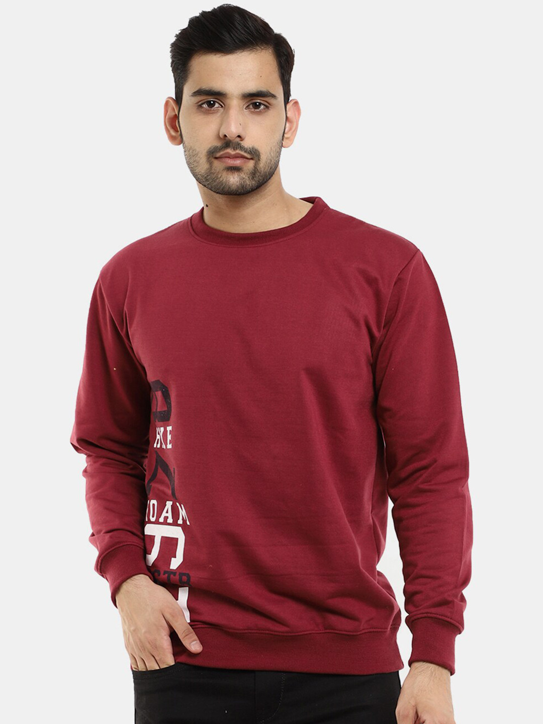 

V-Mart Men Maroon Cotton Sweatshirt