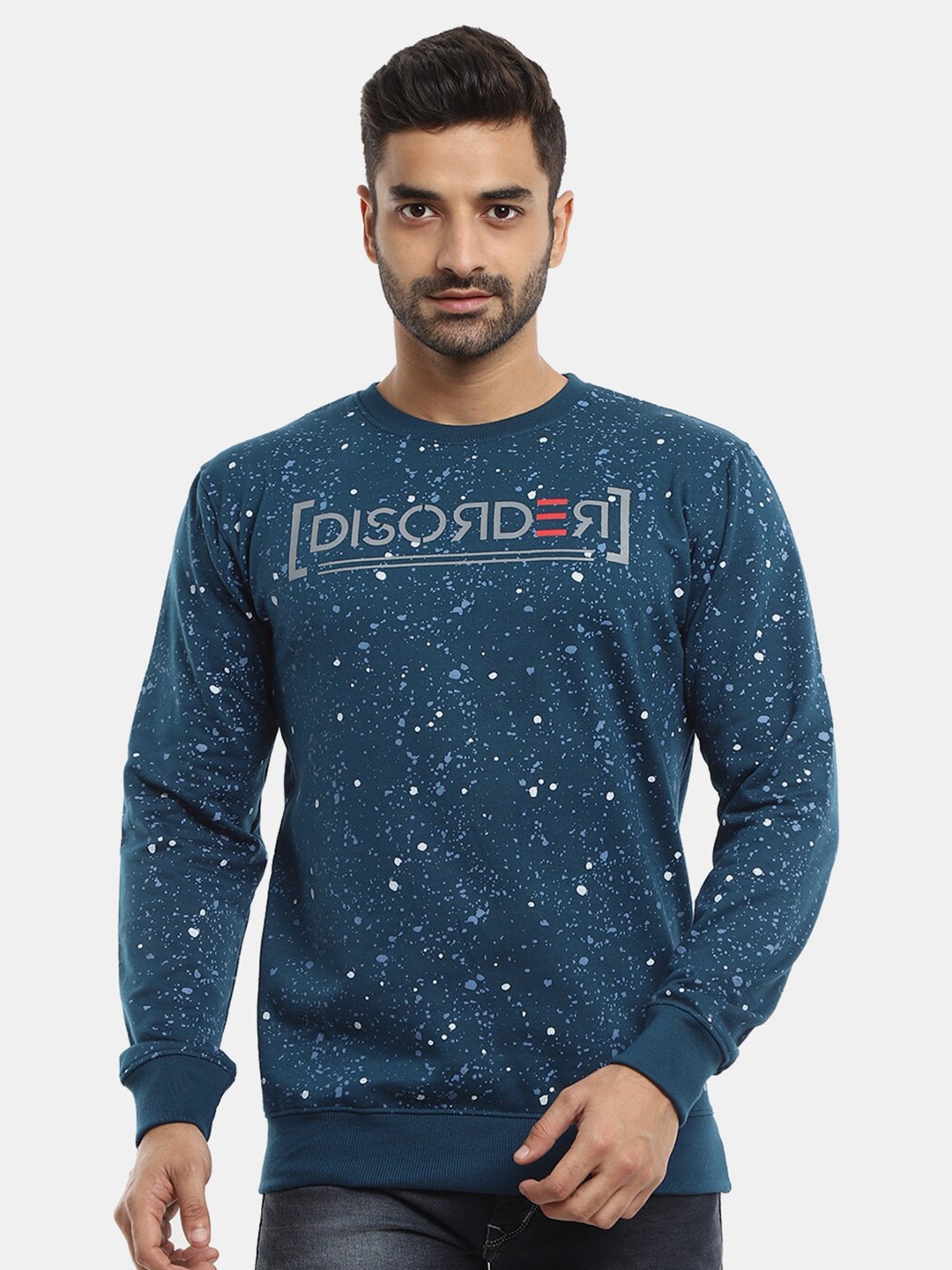 

V-Mart Men Blue Printed Cotton Sweatshirt