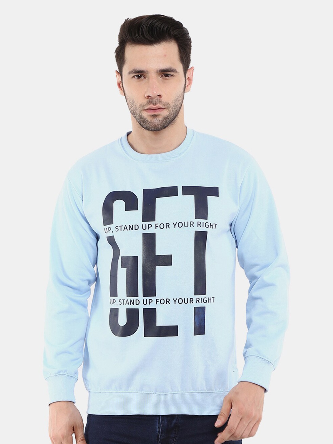 

V-Mart Men Blue Printed Cotton Sweatshirt