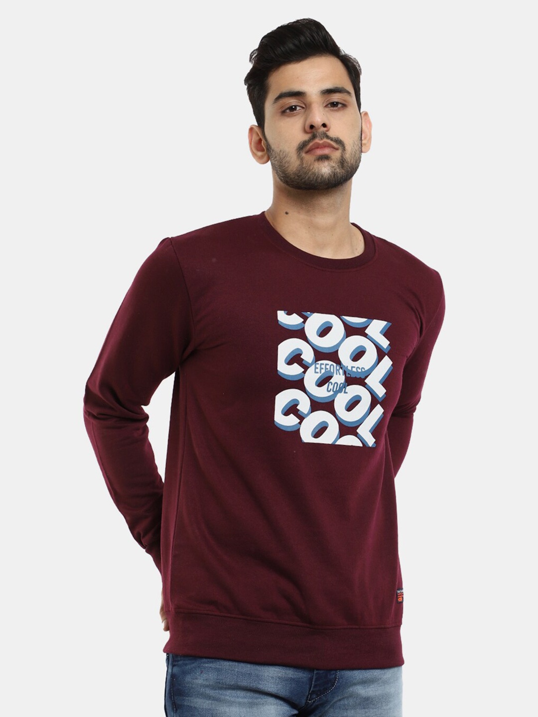 

V-Mart Men Red Printed Cotton Sweatshirt