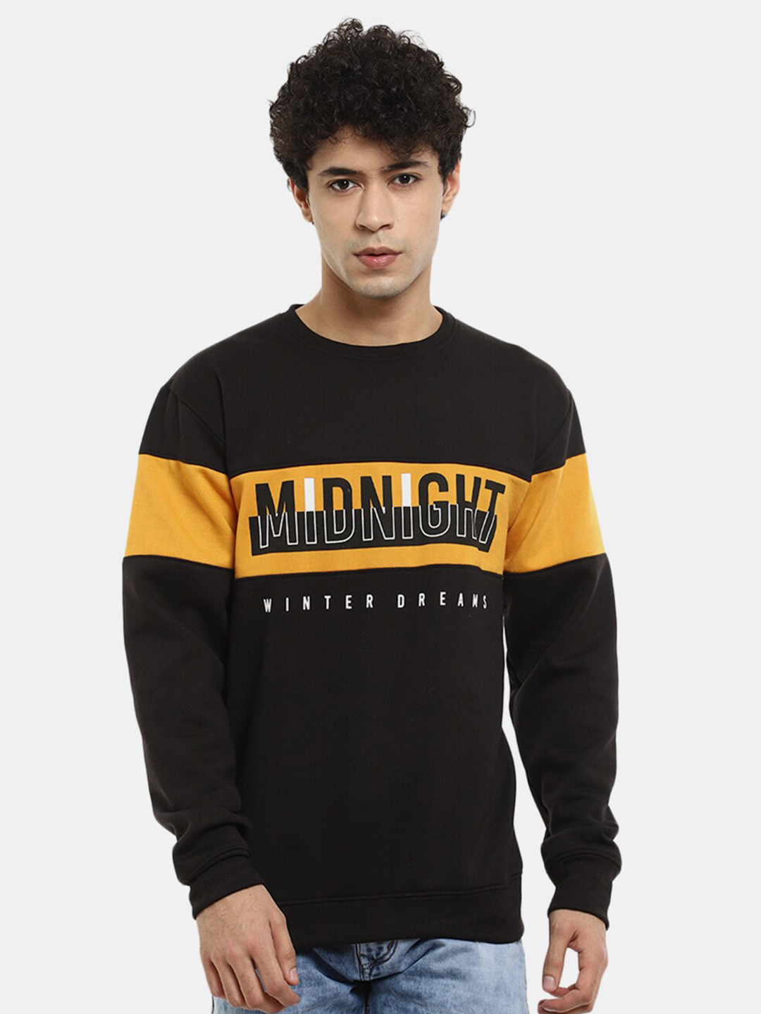 

V-Mart Men Black Printed Cotton Sweatshirt
