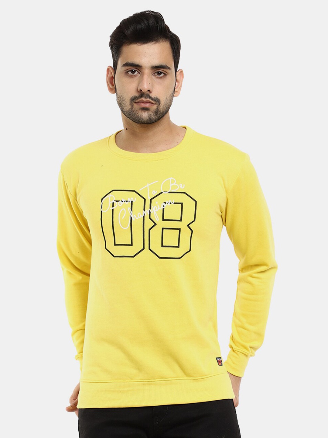 

V-Mart Men Yellow Printed Cotton Sweatshirt