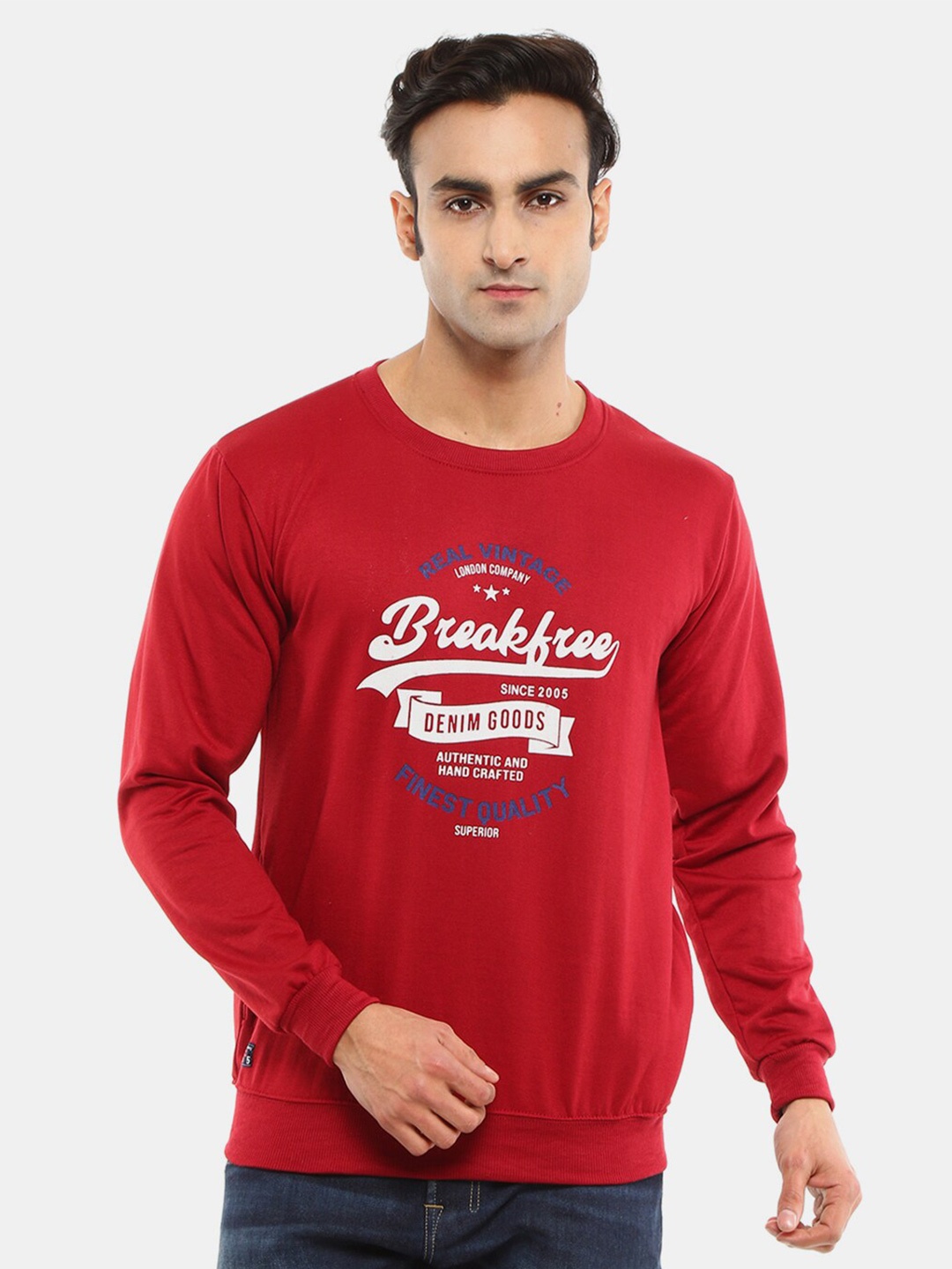 

V-Mart Men Maroon Printed Cotton Sweatshirt