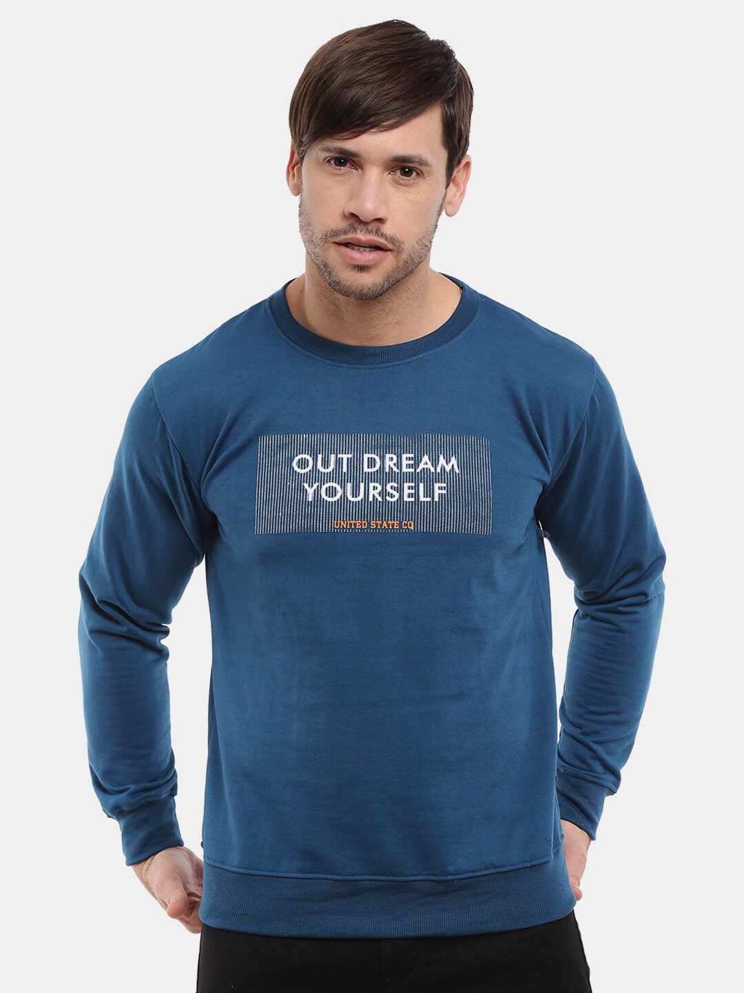 

V-Mart Men Blue Printed Cotton Sweatshirt