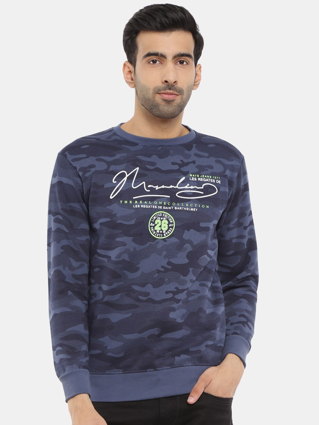 

V-Mart Men Navy Blue Printed Cotton Sweatshirt