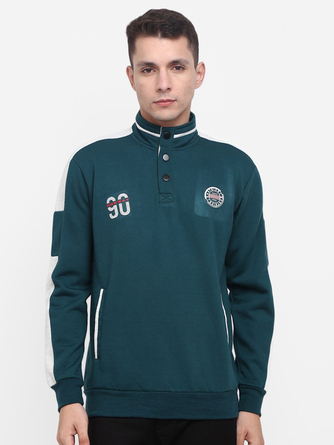 

V-Mart Men Teal Green Cotton Sweatshirt