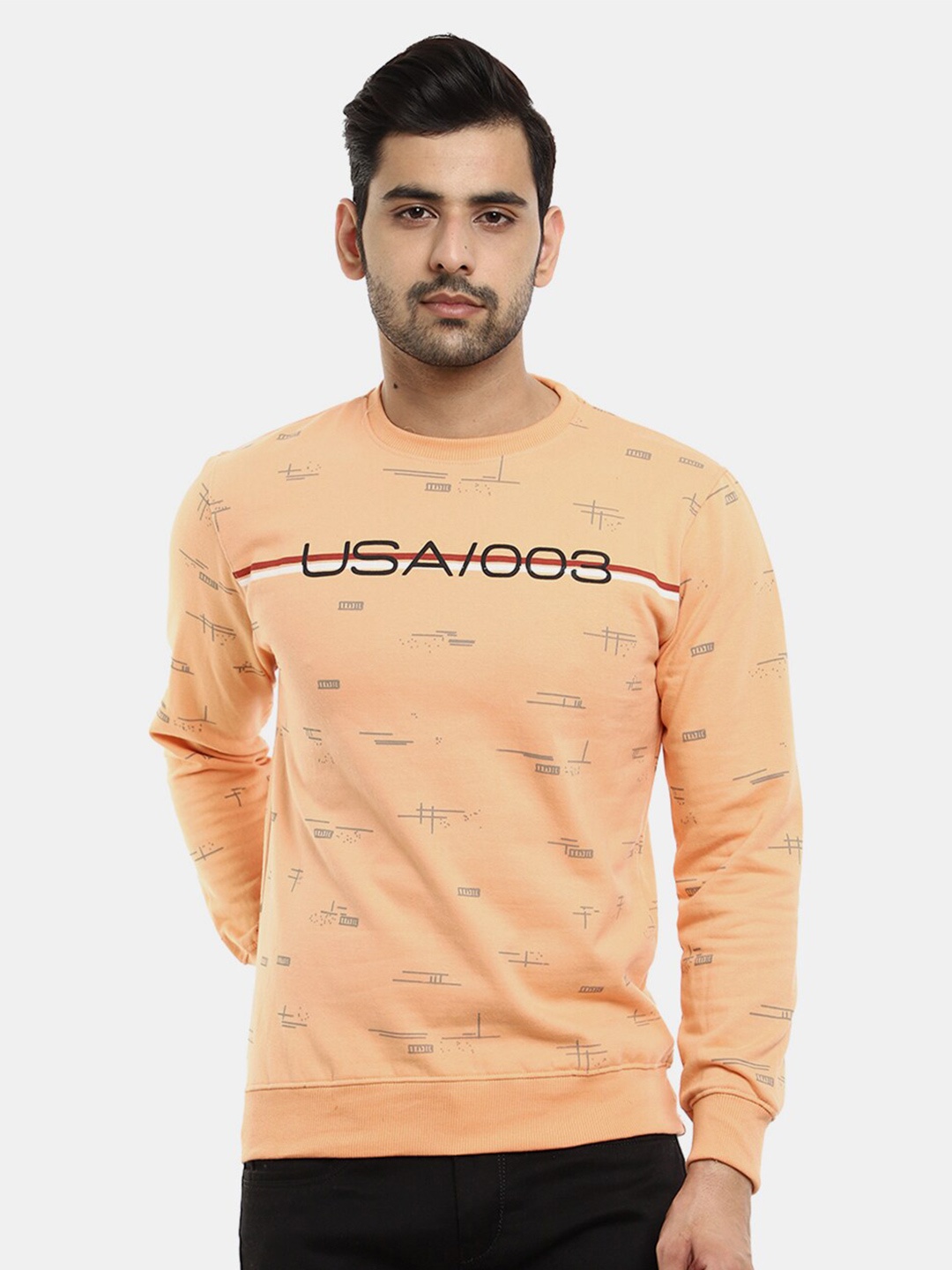 

V-Mart Men Beige Printed Cotton Sweatshirt